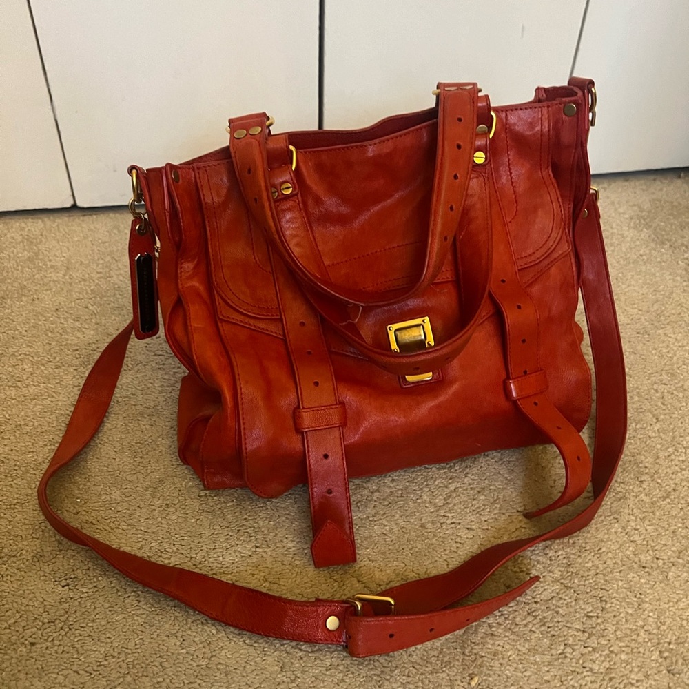 Proenza Schouler Red Leather Large PS1 Satchel Bag